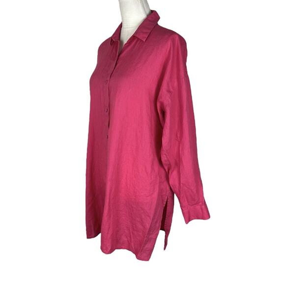Eileen Fisher Organic Handkerchief Linen Button Up Shirt Collared Pink Size XS - Picture 4 of 6
